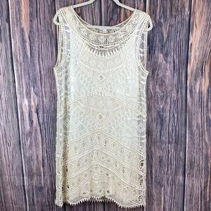 Beautiful Ella Moss Cream Colored Crochet  Dress - Size M/L